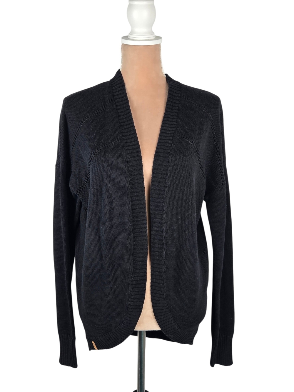 NWT Tentree Anoba Cardigan Organic Cotton Open Front Black Size Small